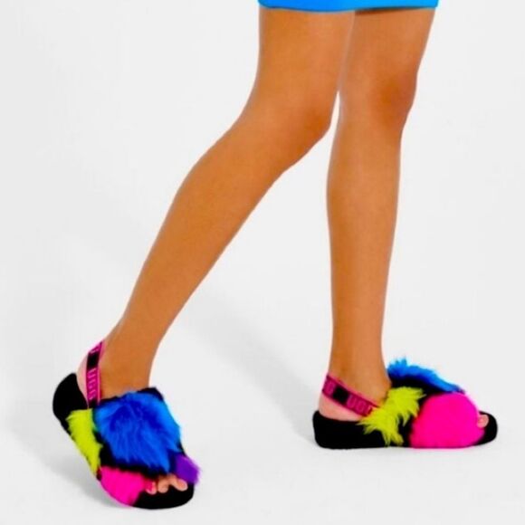 UGG Fluff Yeah Party Spots Slipper Sandals Size 8 - Picture 9 of 9